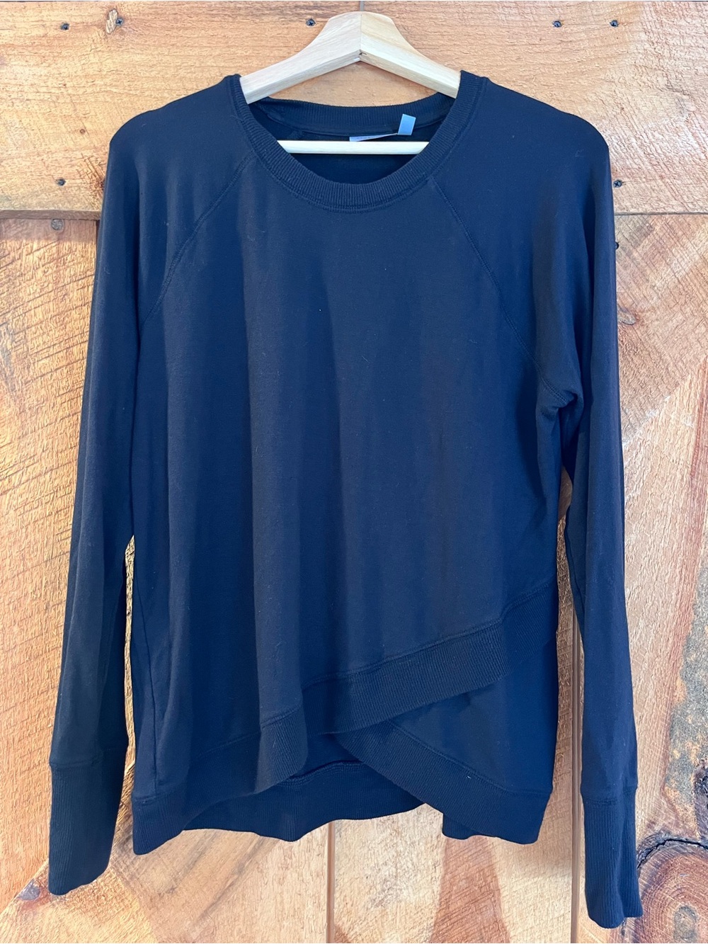 Athleta Black Crewneck Pullover with Asymmetrical Hem